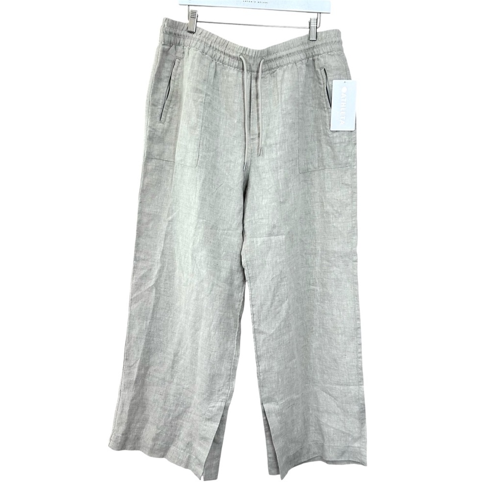 Athelta Retreat 100% Linen High Rise Wide Leg Pant Natural Size XL NWT - Picture 2 of 11